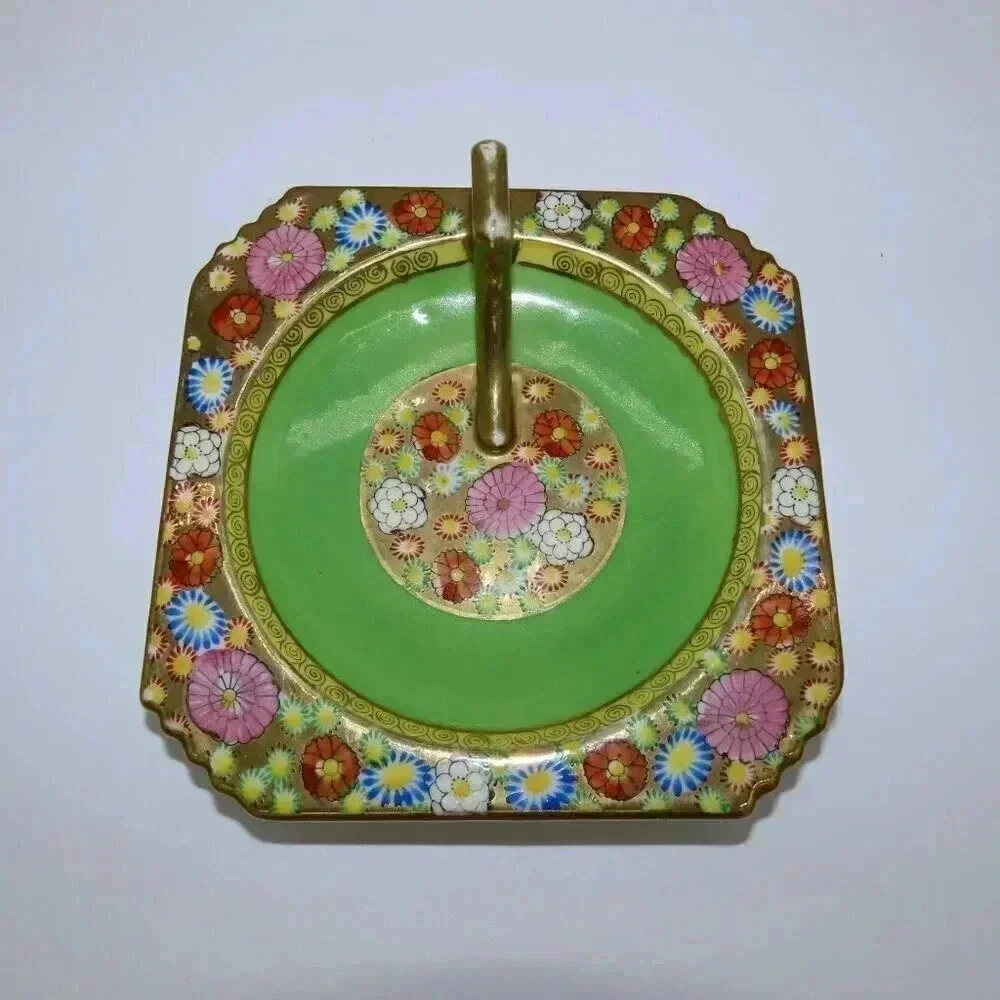 Japanese Porcelain Lemon Dish with Handle Hand Painted in Japan Vintage